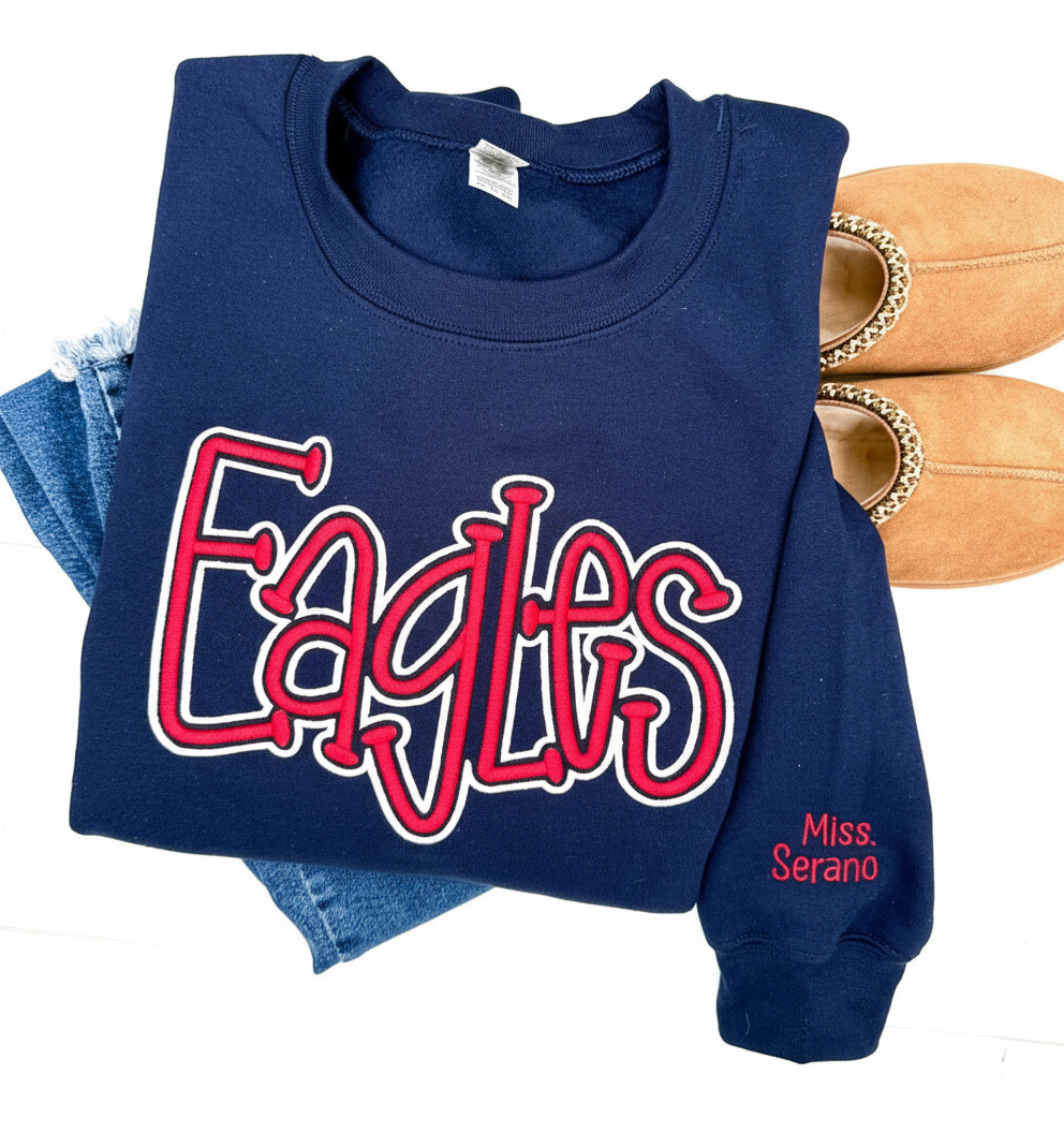 Custom Eagles School Spirit Shirt - Custom Mascot Name Crewneck Sweatshirt