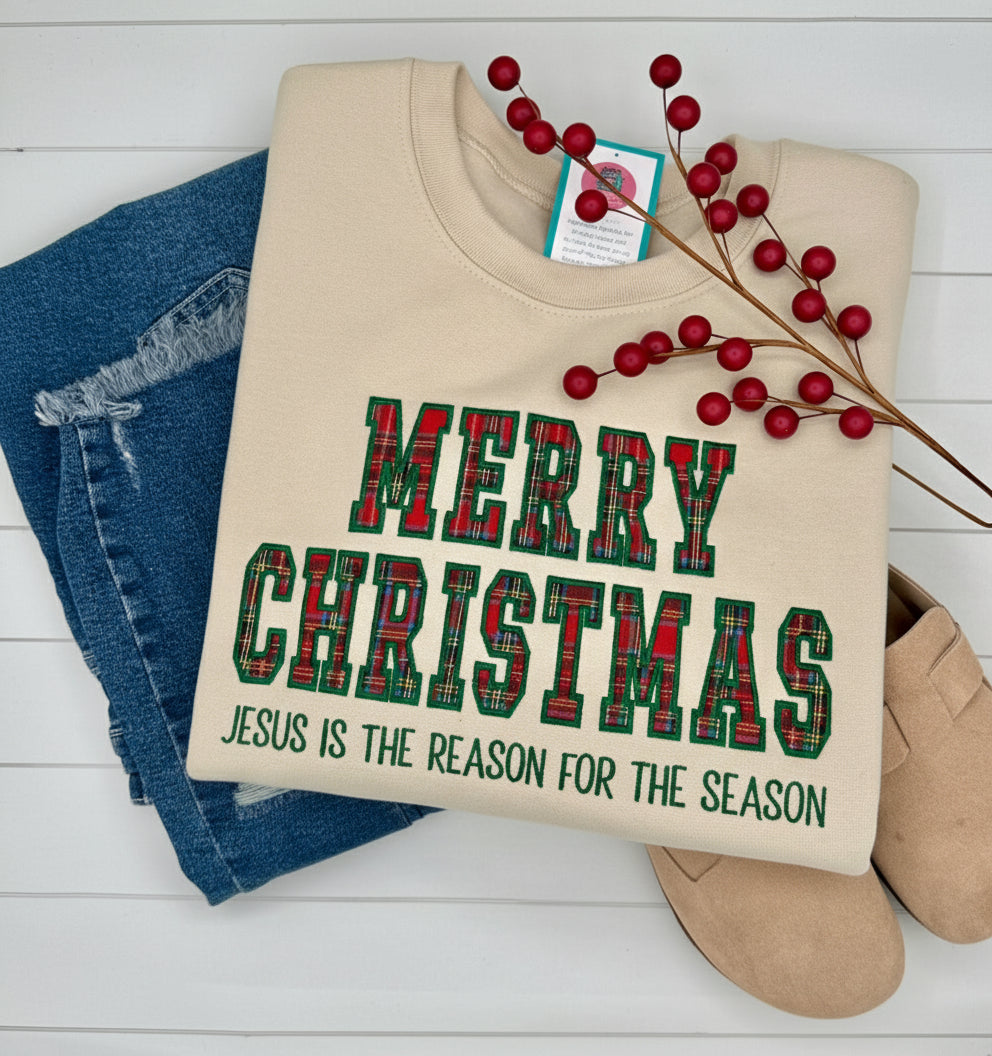 Merry Christmas Jesus is the Reason Sweatshirt - Faith-Based Holiday Crewneck