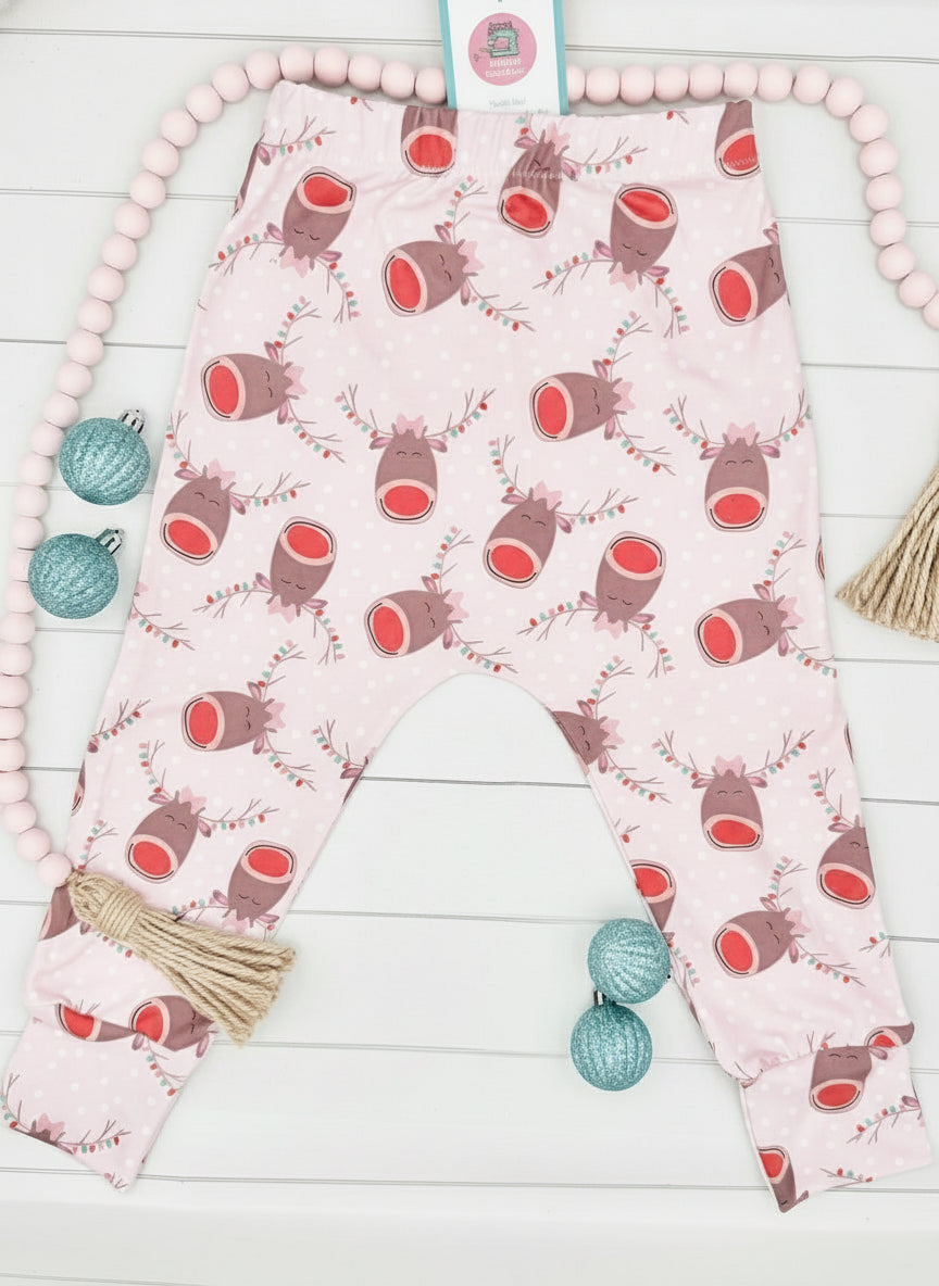 Personalized Christmas Reindeer Outfit - Custom Name Red Shirt with Matching Leggings