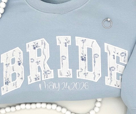 Personalized Bride Sweatshirt with Wedding Date - Custom Bridal Crewneck