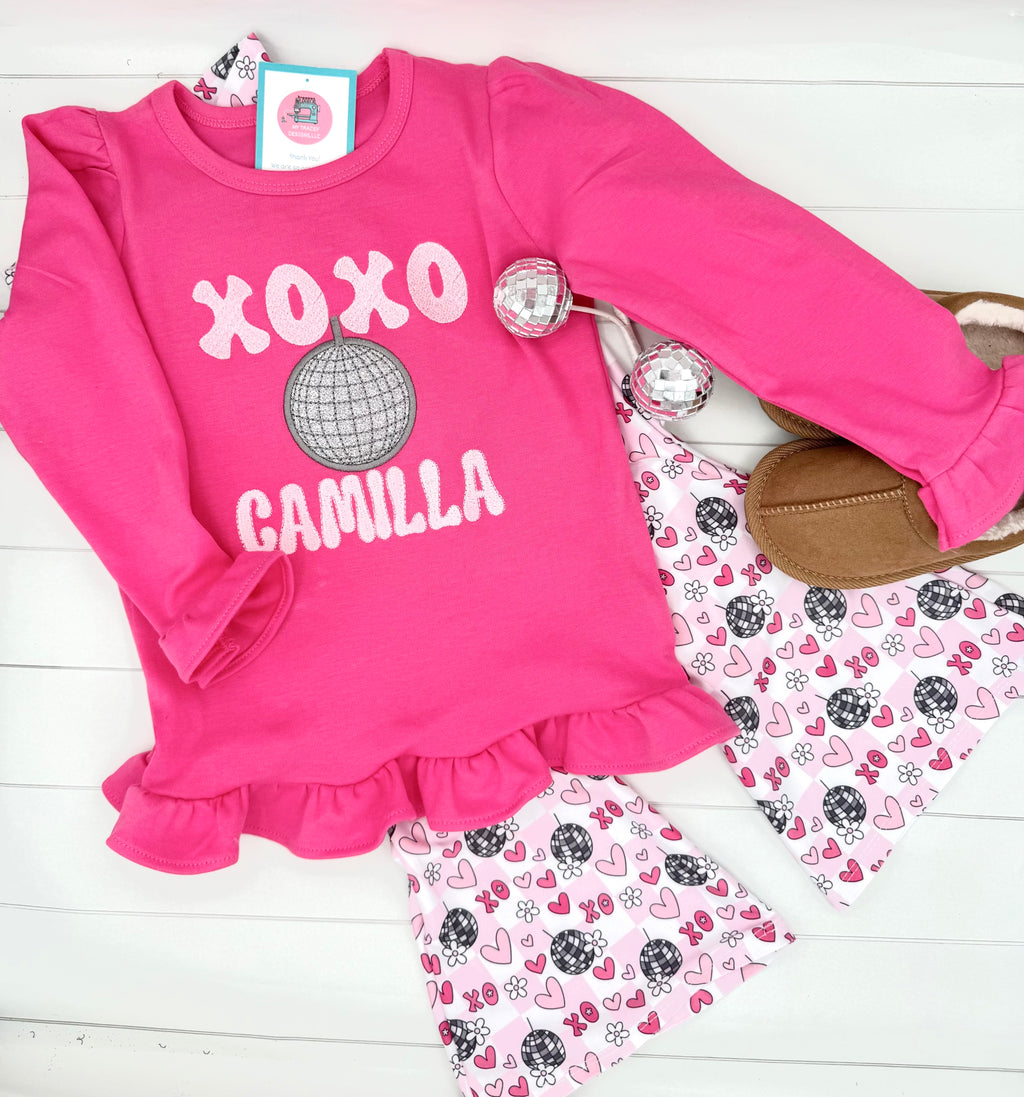 Personalized Valentine Disco Ball Girls Outfit