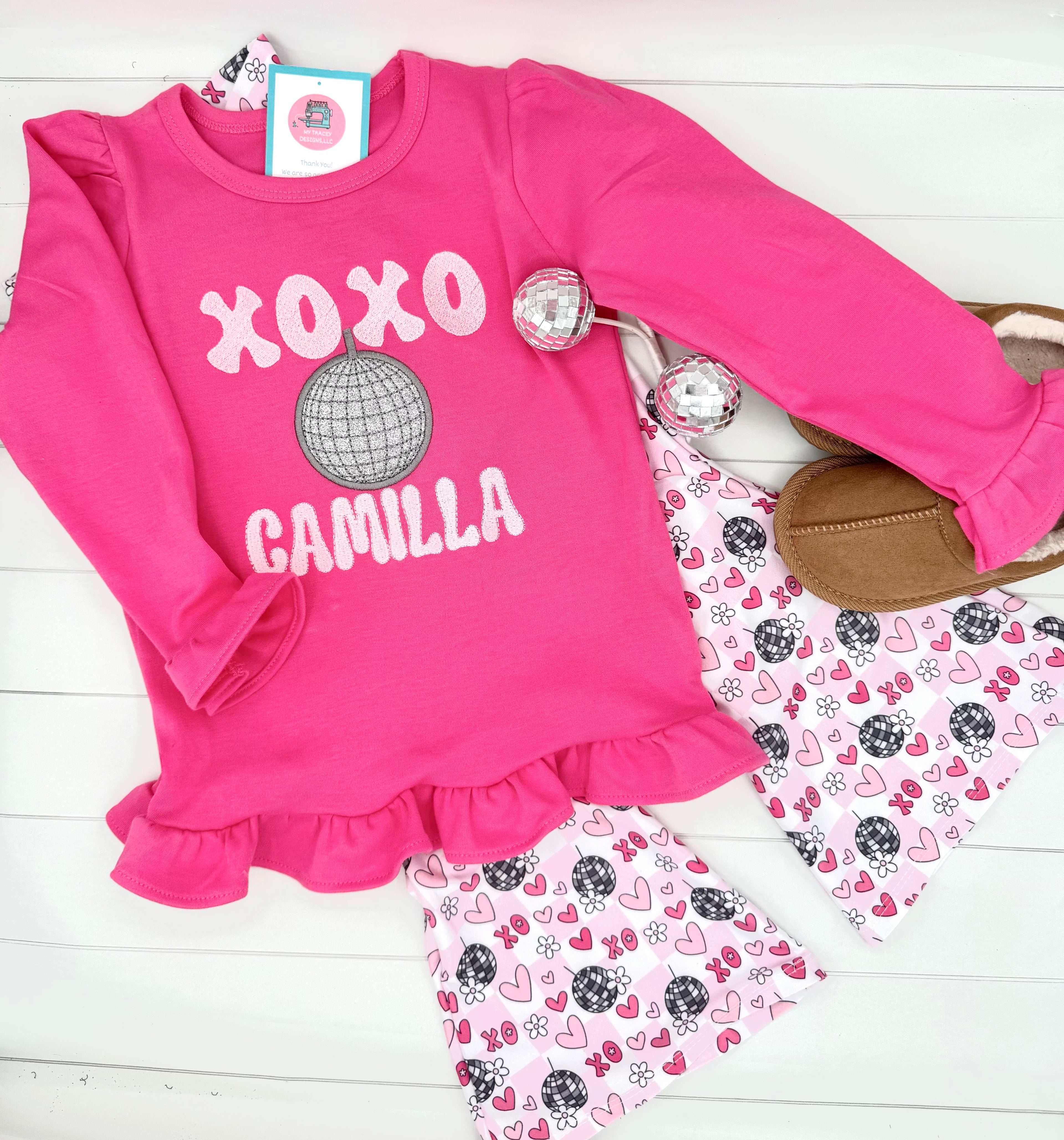 Personalized Valentine Disco Ball Girls Outfit