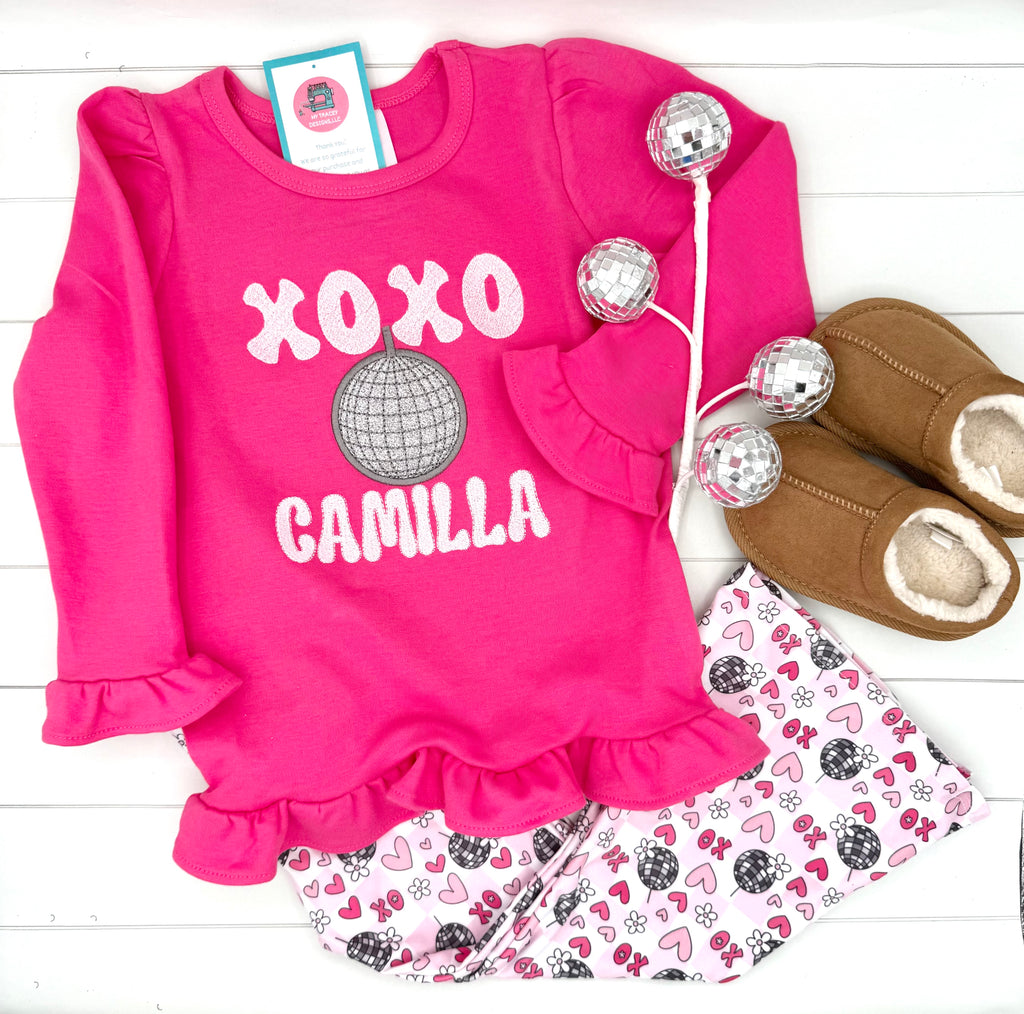 Personalized Valentine Disco Ball Girls Outfit