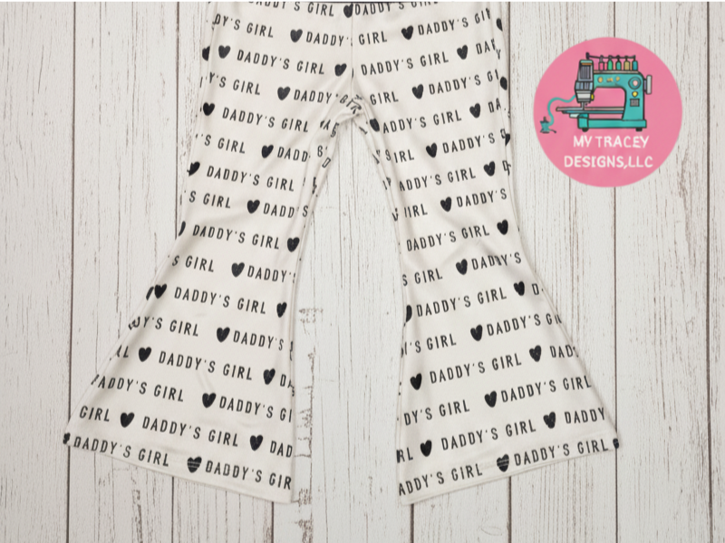 Daddy's Girl Outfit - Black Shirt with Matching Flare Pants Set