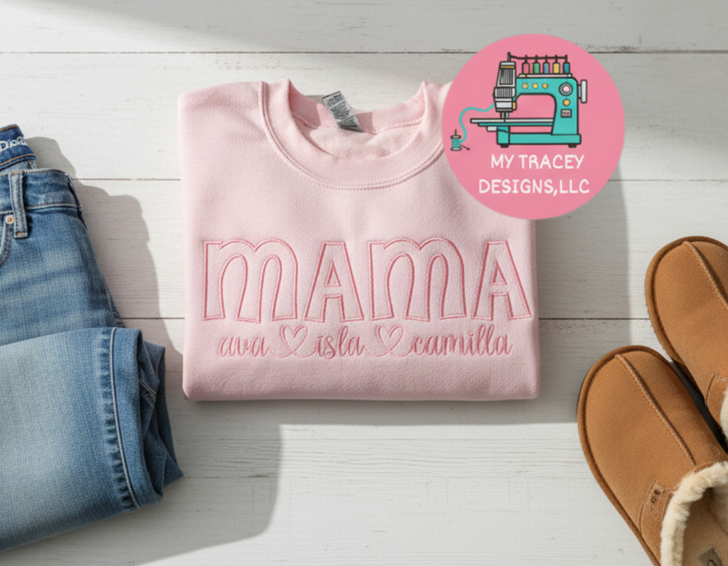 Embroidered "MAMA" with Children's Names Sweatshirt